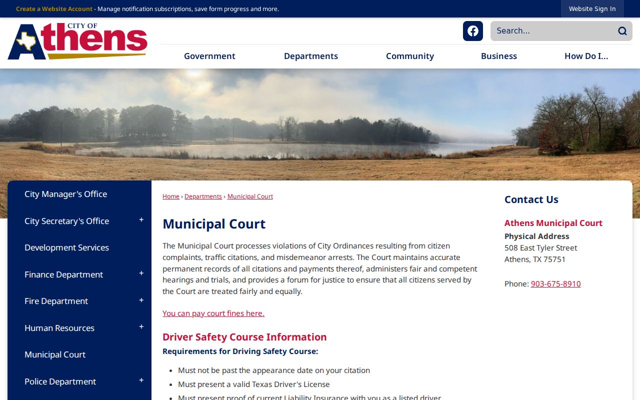 Athens Municipal Court information for Henderson County warrant records