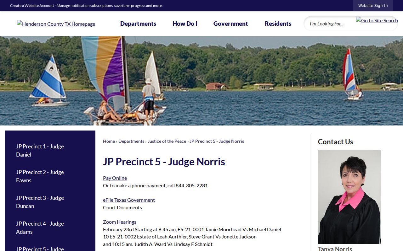 Henderson County JP5 contact block for bench warrant and traffic court routing