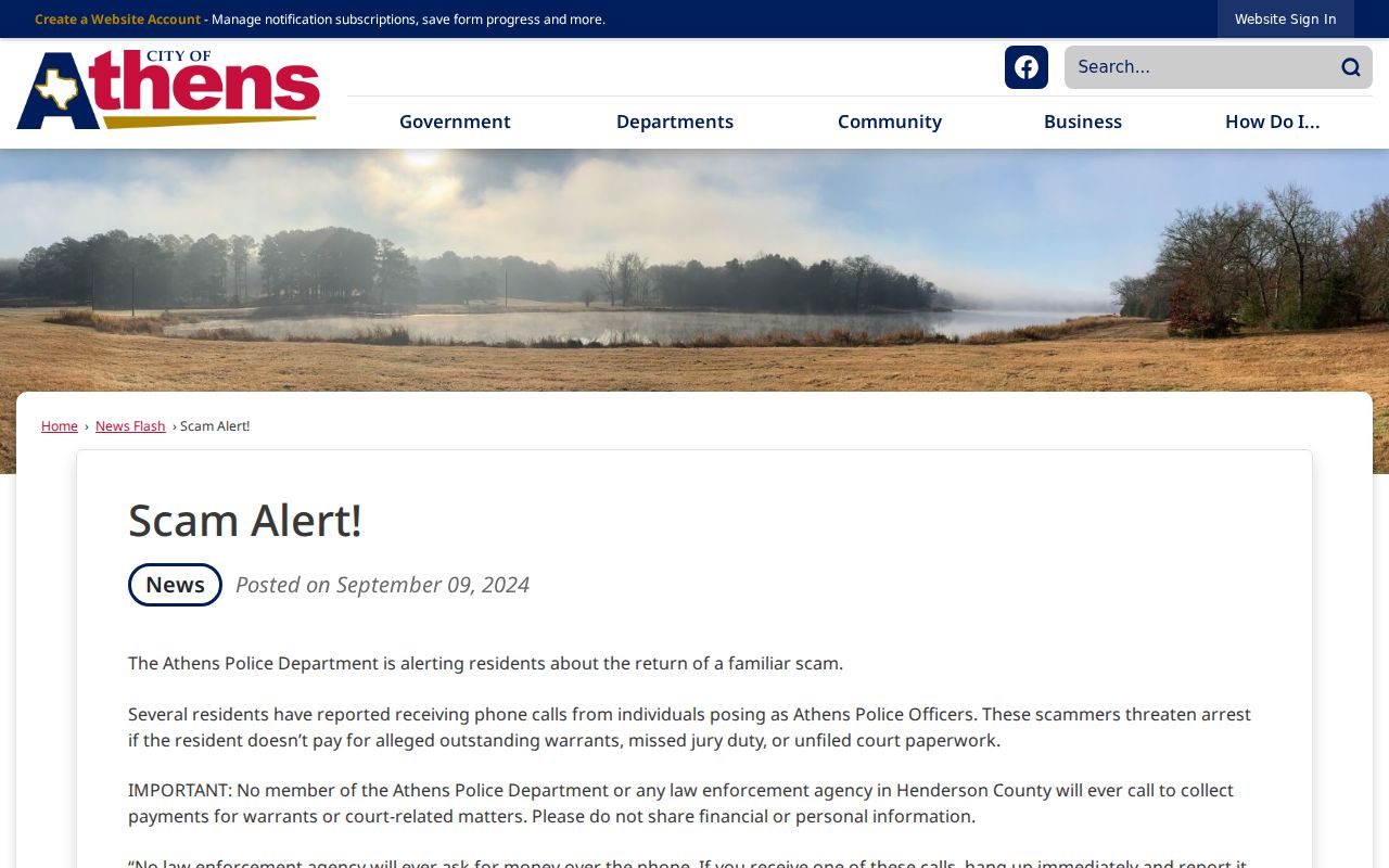 Athens warning against phone payments for Athens warrant records