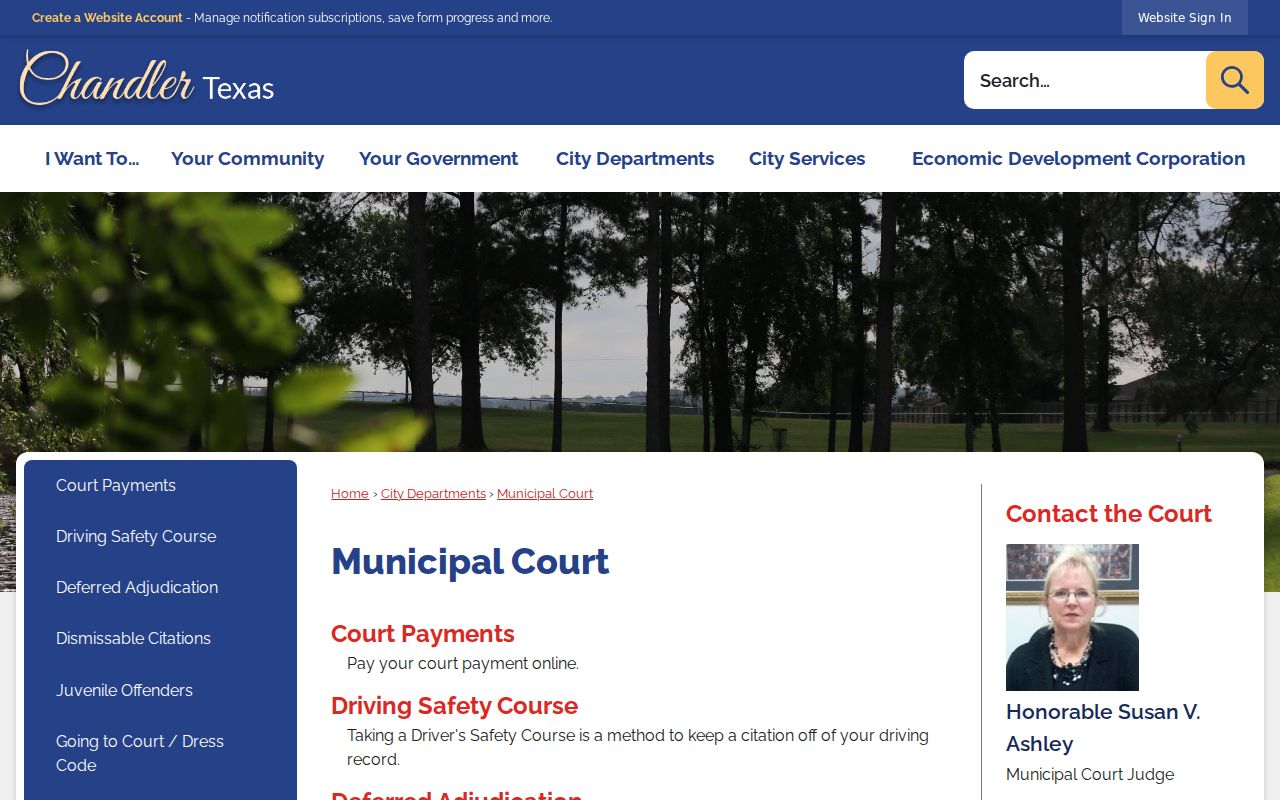 Chandler Municipal Court contact information for Henderson County bench warrant questions