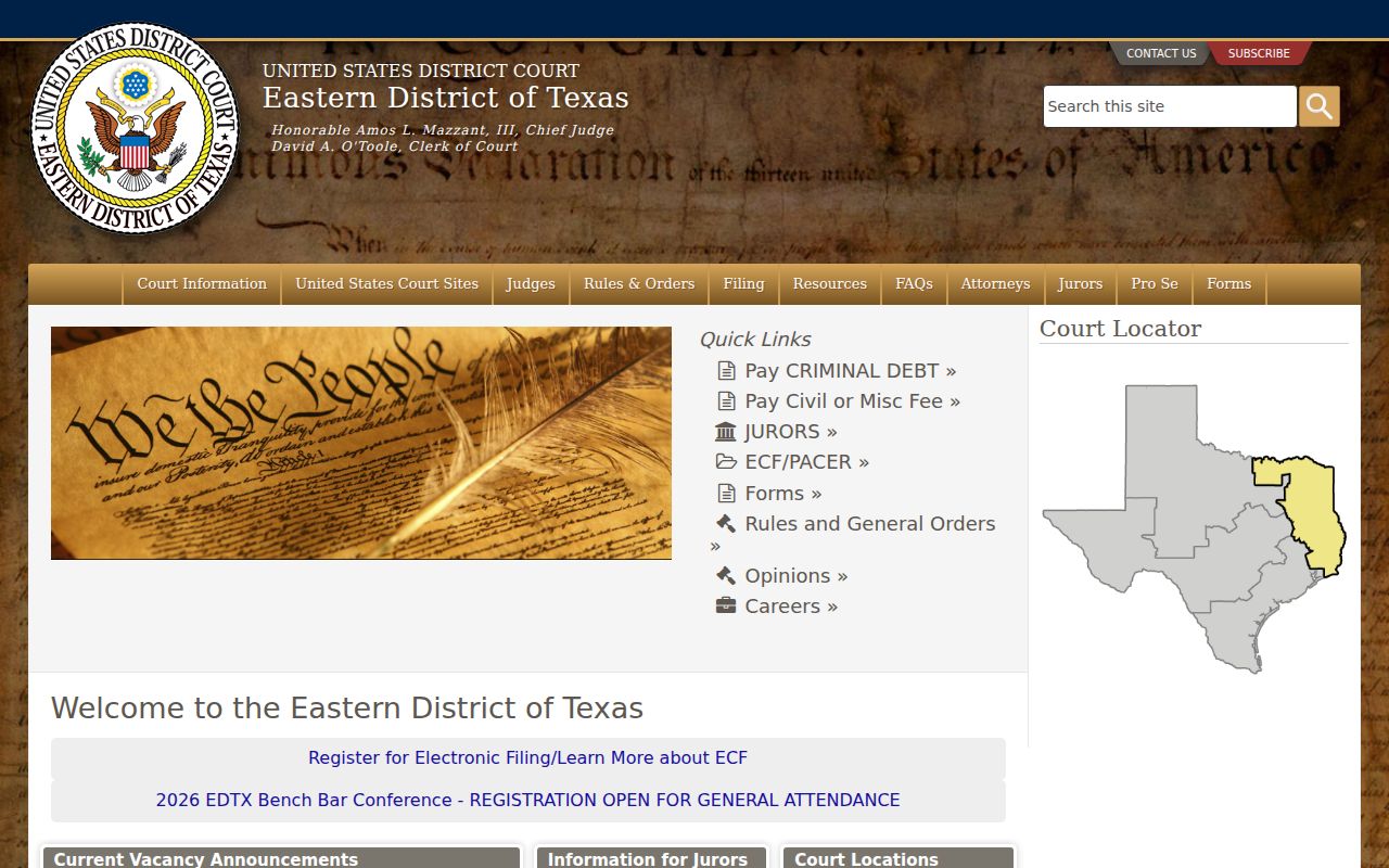 Eastern District of Texas Tyler Division information for federal warrant questions near Henderson County