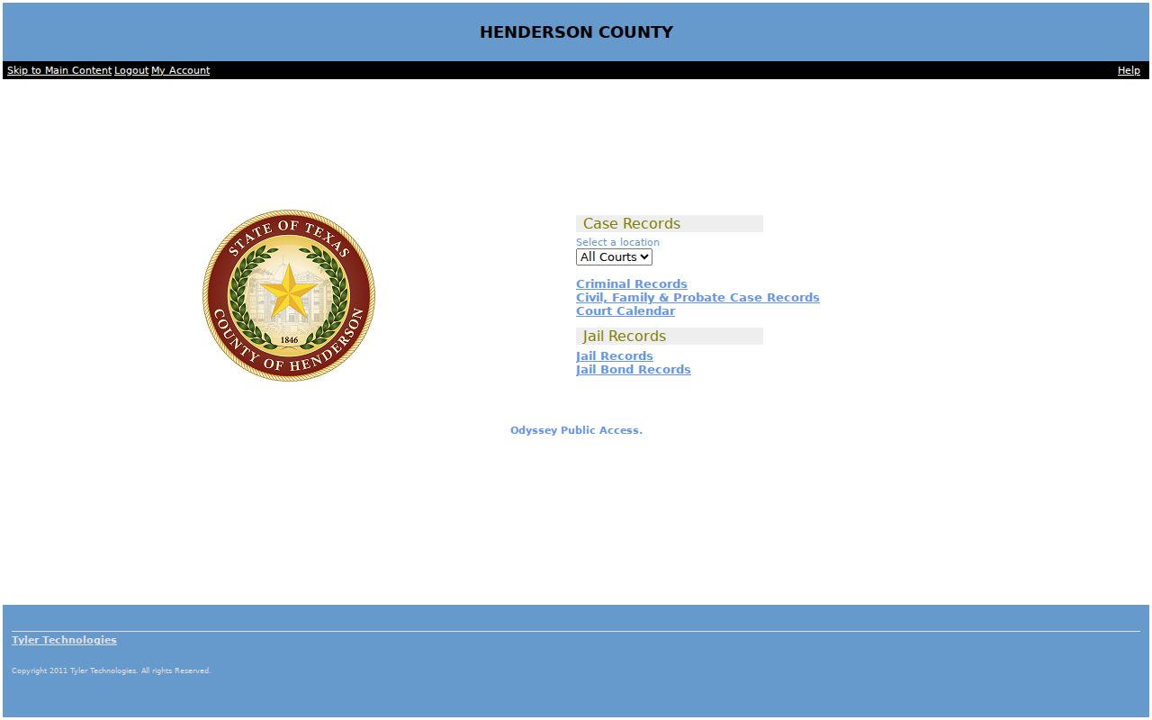 Tyler Public Access landing page for Henderson County warrant records research